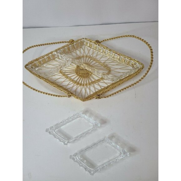 GOLD Metal Diamond Serving Dish Glass Containers - Picture 4 of 7